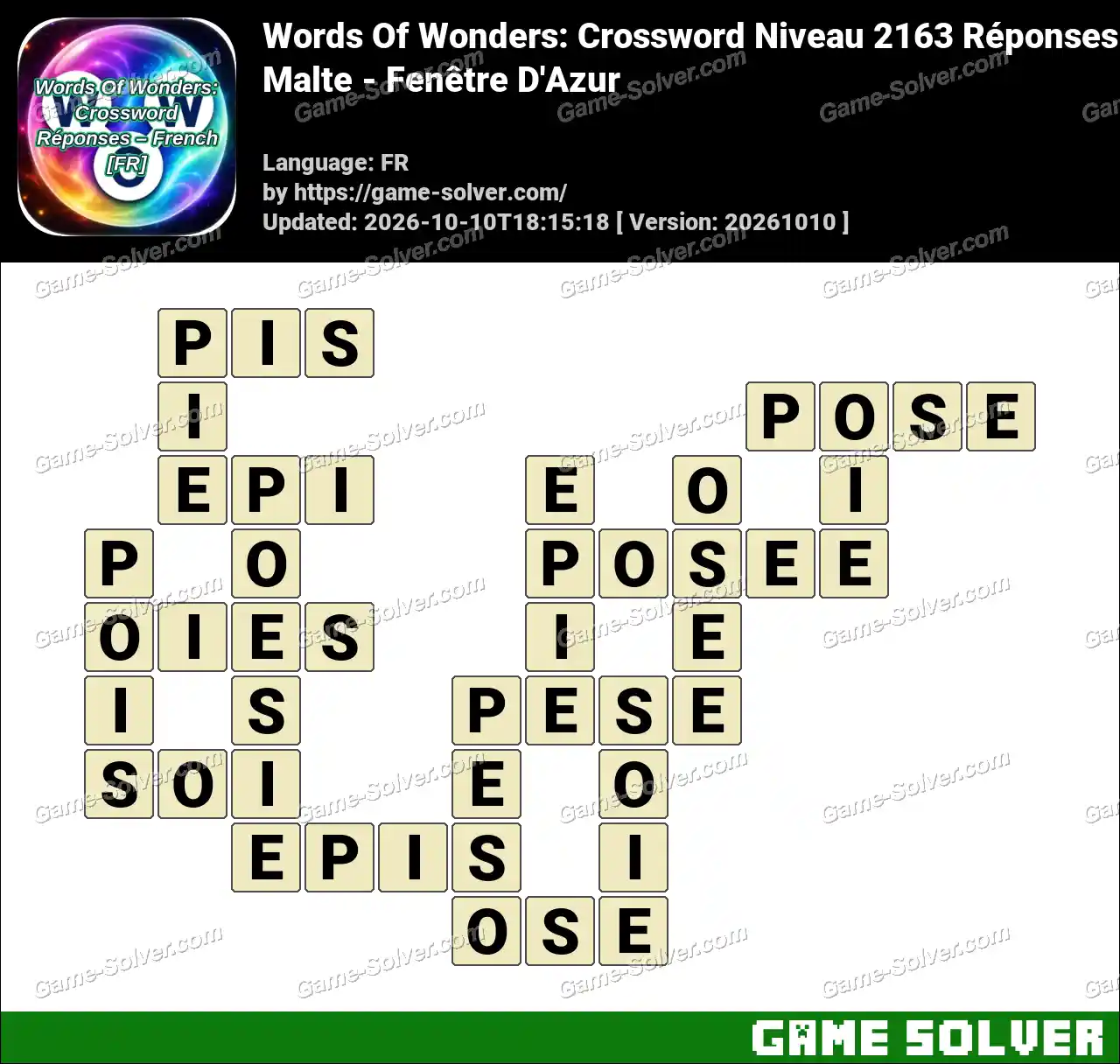Words Of Wonders: Crossword Niveau 2163 Réponses – Malte – Fenêtre D’Azur